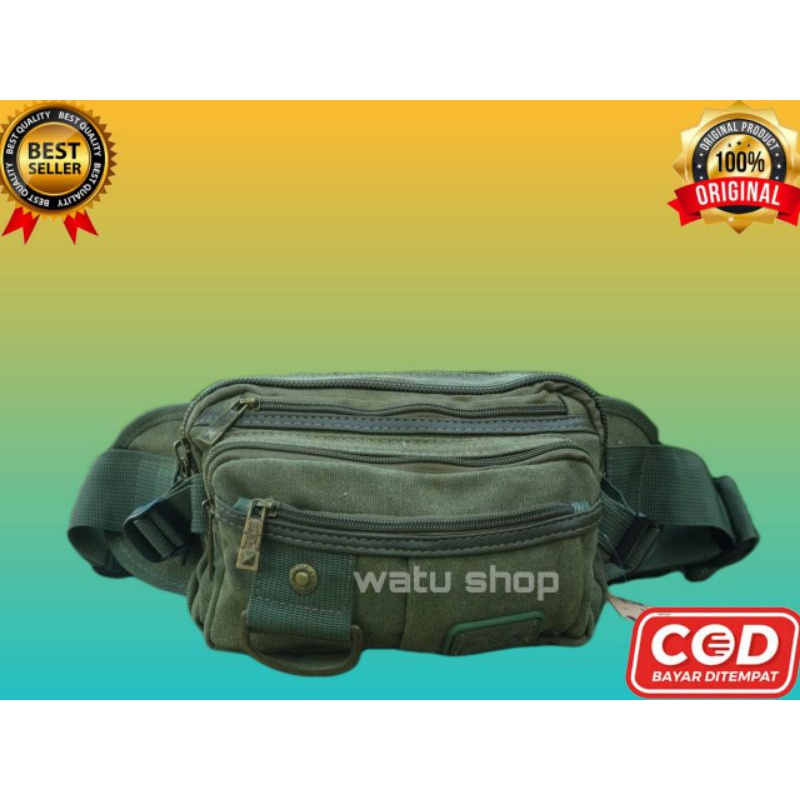TAS PINGGANG PRIA WAISTBAG PRIA AIR POLO KANVAS  BANYAK RUANG RESLETING COCOK UNTUK PEDAGANG