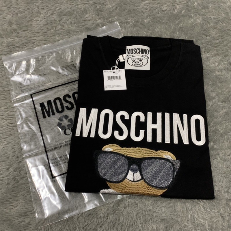 Kaos Tshirt Moschino Big Teddy FullBordir Fulltag &amp; Lebel