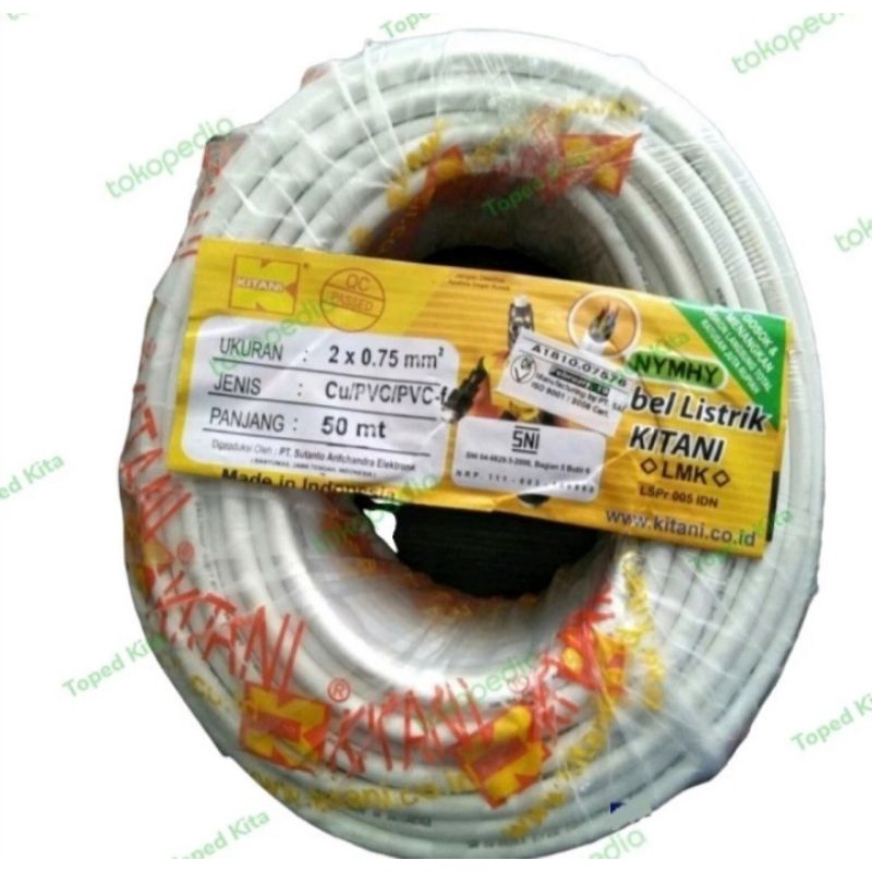 Kabel Listrik Kitani 2x0.75 | Serabut 2 x 0.75 NYMHY