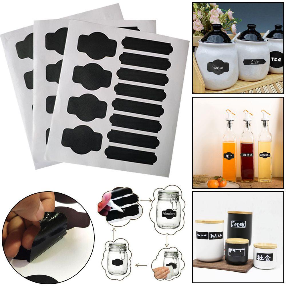 Nanas 12/36PCS Papan Tulis Stiker Penanda Perekat Diri Organizer Dapur Papan Hitam
