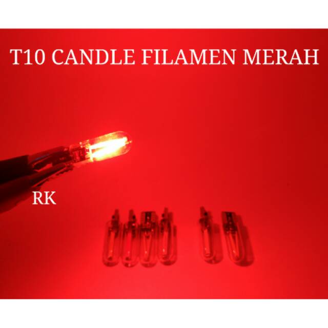 LED SENJA T10 MERAH SUPERBRIGHT FILAMEN CANDLE | T10 LED CANDLE FILAMEN LED