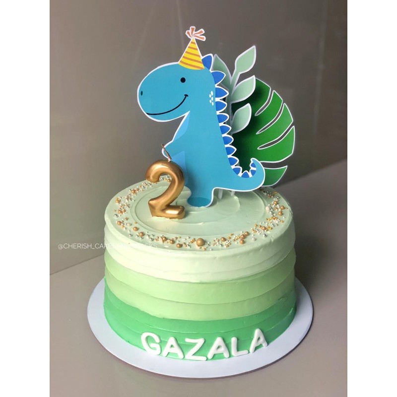 Dino / Dinosaurus Cute Daun Topper Cake Birthday / Hiasan Kue Ulang Tahun