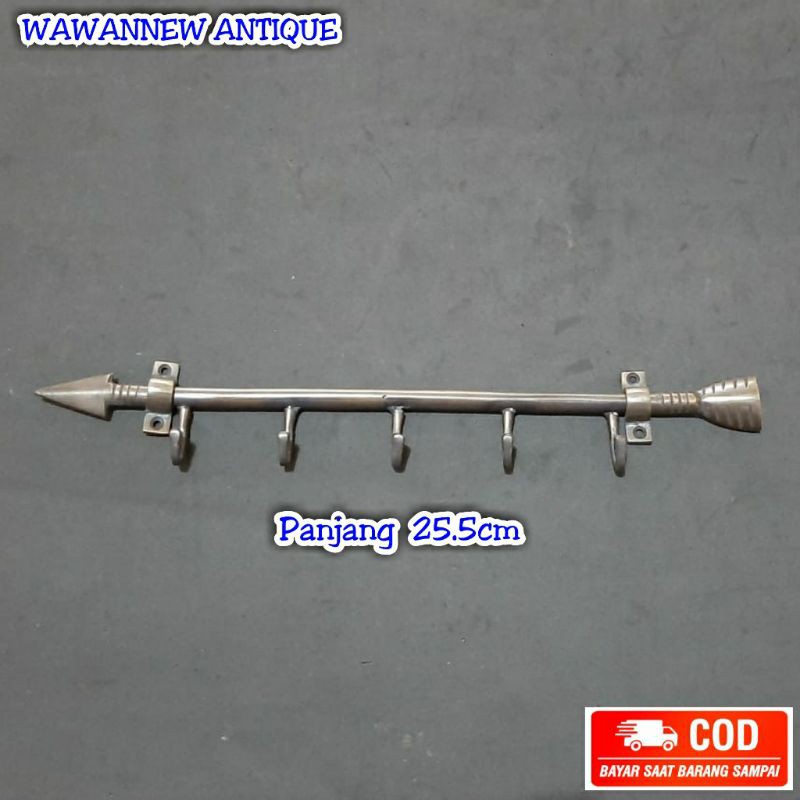 Gantungan Baju Kunci Motor Mobil Kuningan Antik Motif Panah 25.5cm