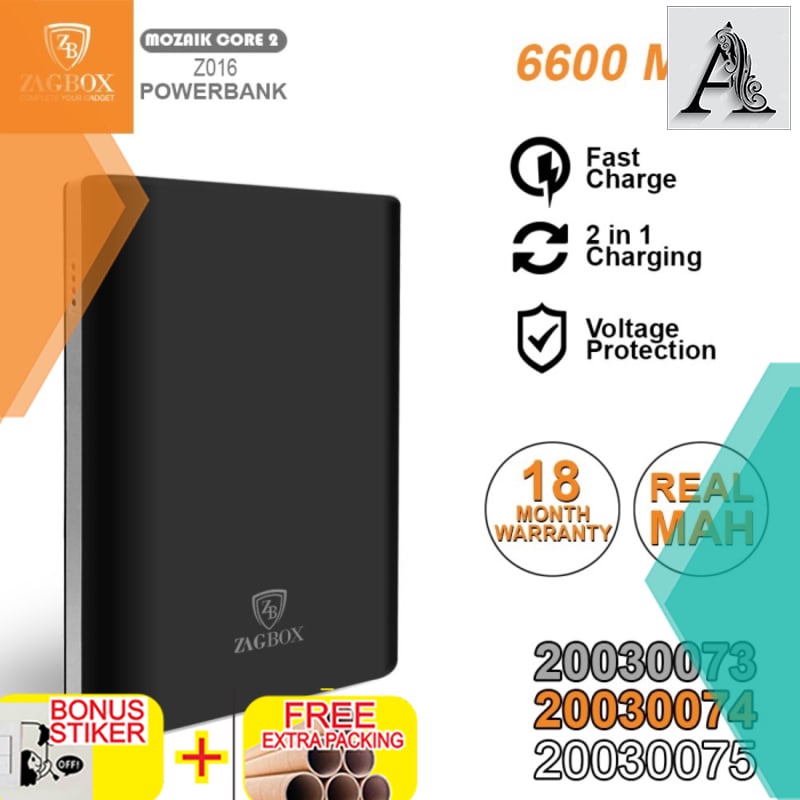 

Grosir Power Bank 6600 mAh Real Fast Charge dual Output Zagbox