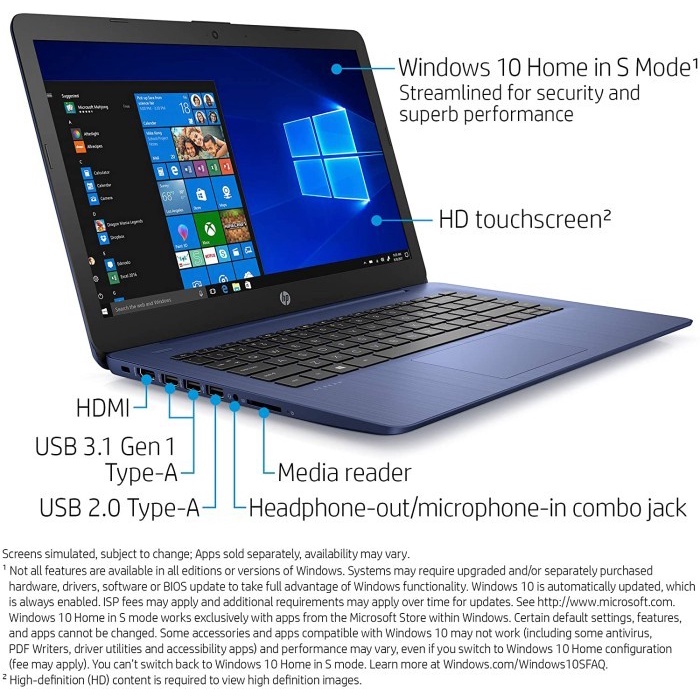 Laptop HP 14 Touch - AMD Athlon 3020e 4GB 192B Vega3 W10 14.0 HD