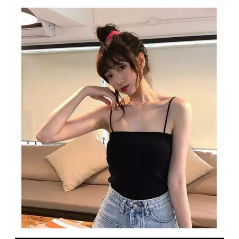 Sibibasics - Tanktop Tali Kecil Wanita Korea Sexy Bahan Adem Streach Premium Square Panjang S-XXL