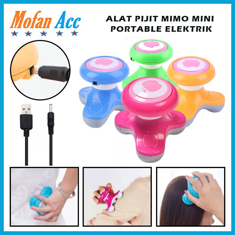 Alat Pijat MIMO Mini Portable Massager Elektrik USB Refleksi Pijit Urut Kepala Leher Bahu Punggung