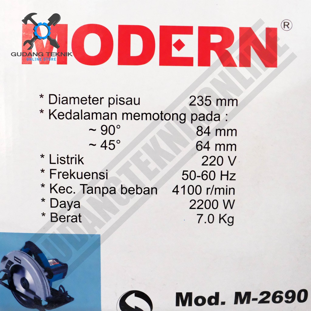 Circular Saw 9inch Modern M-2690 - Mesin Gergaji Listrik Circle Potong Kayu Modern M2690 9 inch 9&quot;