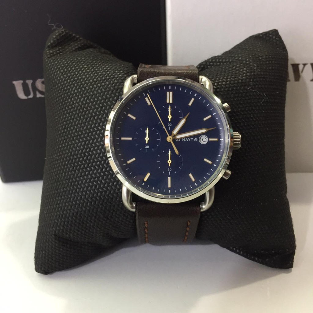 JAM TANGAN PRIA US NAVY 83012MA BROWN LEATHER