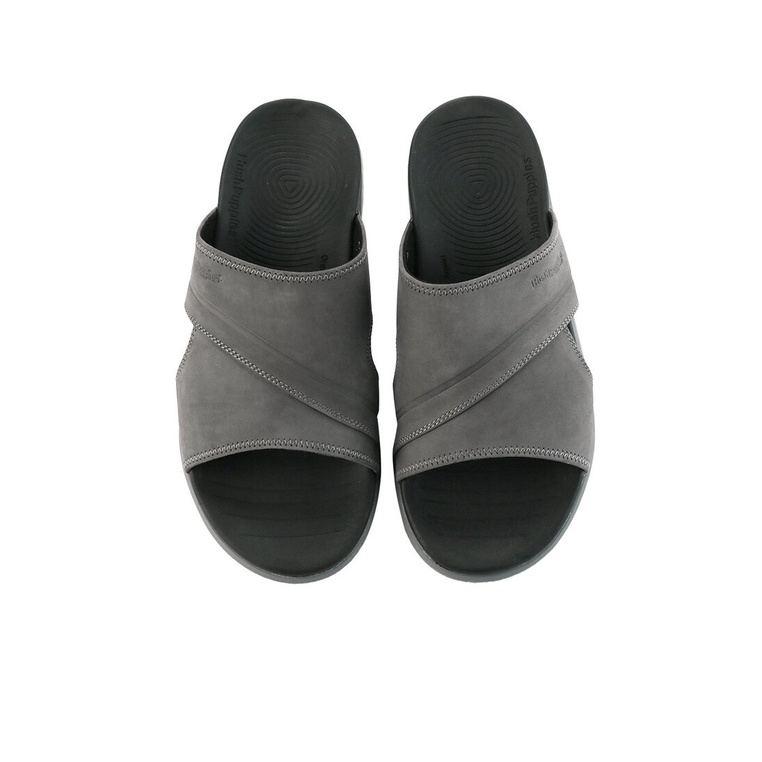 SANDAL SLIDE KULIT HUSH PUPPIES PRIA ORIGINAL BRANDED ASLI ABU-ABU GREY HM25