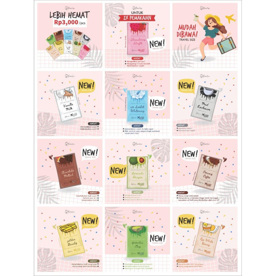 (INEED) [CO 1K] - (10 gram) LEA GLORIA FACE MASK - LEA GLORIA MASKER SERBUK - KEMASAN TRAVEL SIZE 10gr