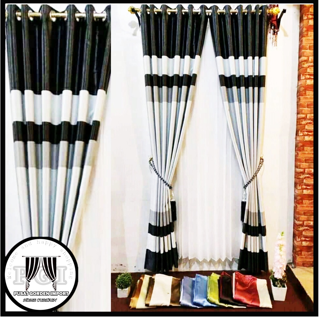 garden kombinasi 2 warna /tirai jendela pintu kamar minimalis bahan blackout import tebal dan tidak 