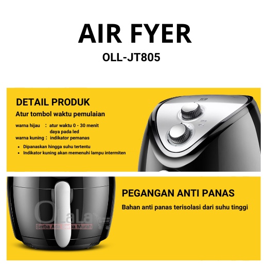 Air Fryer 2Liter Mesin Penggoreng Tanpa Minyak OLL-JT805-2L