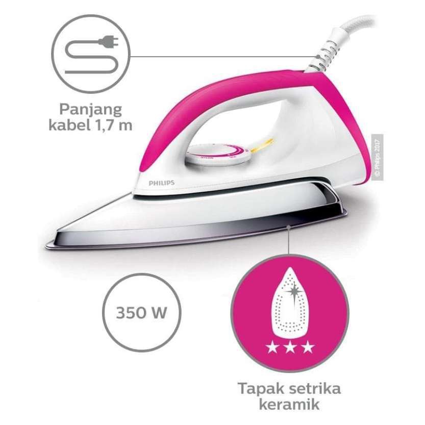 Setrika Philips Dry Iron HD 1173 (Pink/Hitam)