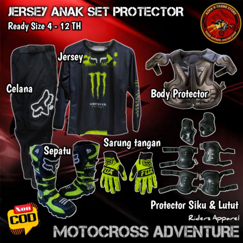 PAKET JERSEY TRAIL ANAK SET PROTECTOR MOTOCROSS OFFROAD HIGH QUALITY