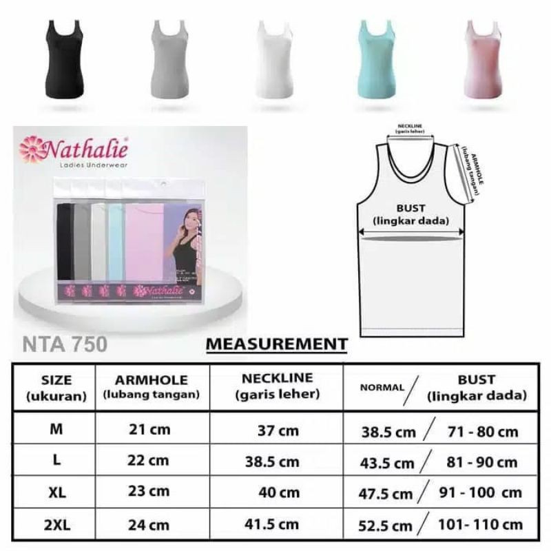 TANKTOP PREMIUM WANITA NATHALIE NTA750 / TANKTOP POLOS / 1PCS / TANKTOP TALI BESAR / TANKTOP WANITA-7