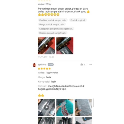 GROZIS Hair Fiber Penebal Rambut Botak 27gr Free Grozis Spray 118ml