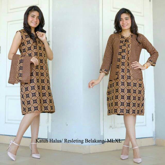 Dress Batik Klasik 1 Bolero Sogan Baju Batik Solo Modern