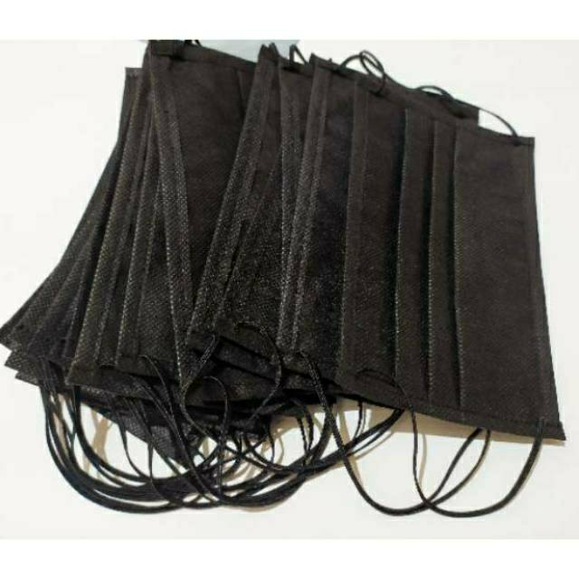 masker kain warna hitam 2ply/masker kpop/ masker