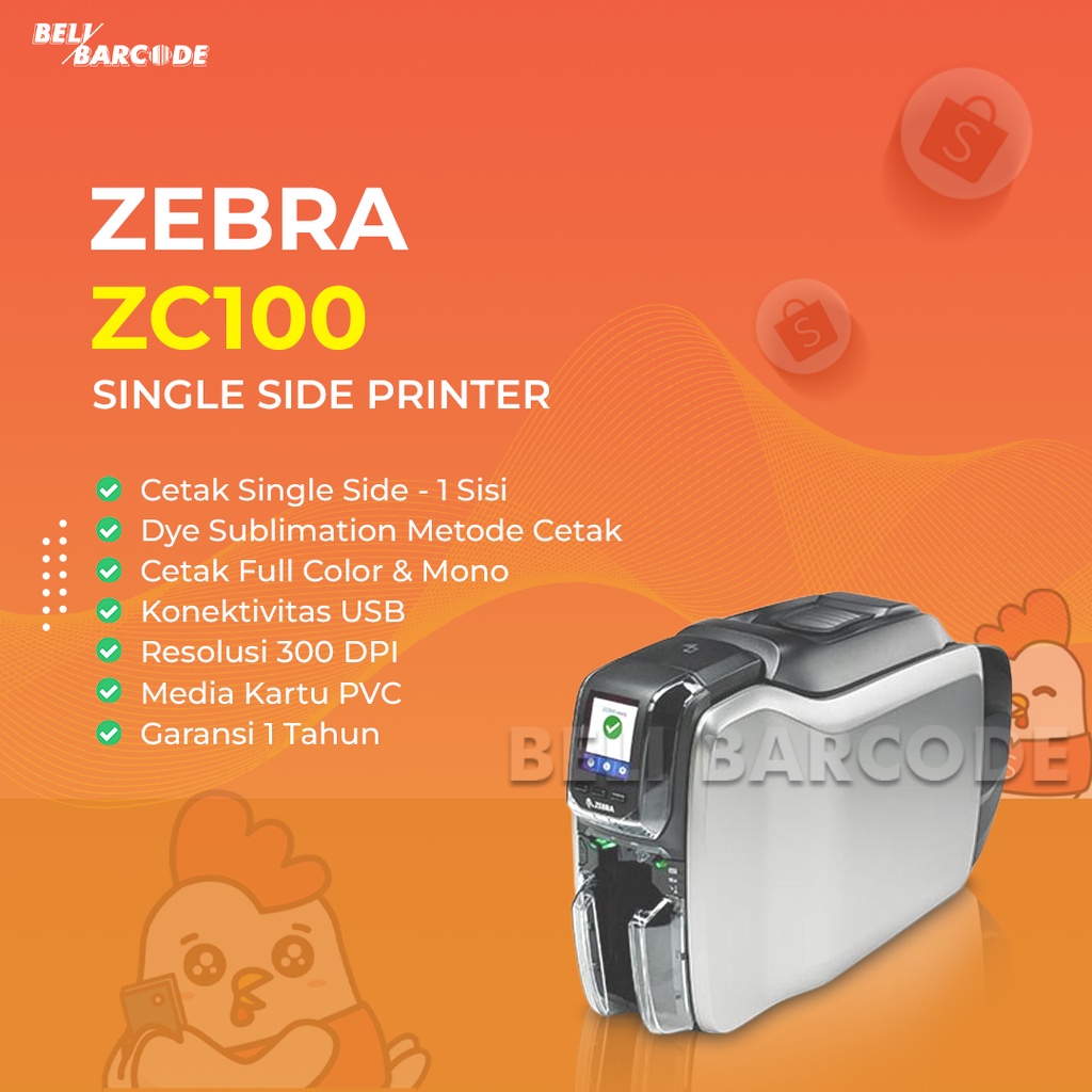 Printer Cetak Kartu Zebra ZC 100 Single Side 300 DPI