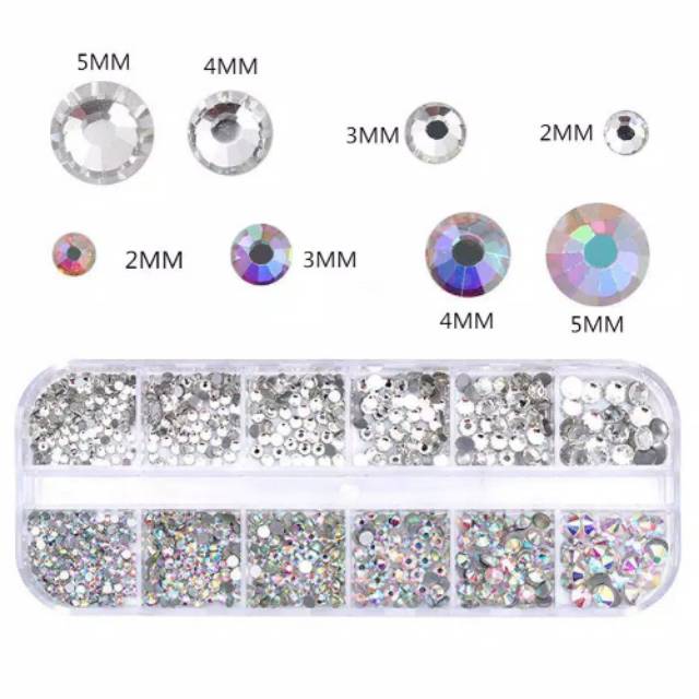 Rhinestone silver set uk 2mm,  3mm,  4mm,  5mm / Hiasan Nail art / decocase / tasbih digital &amp; henna