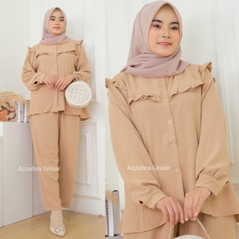 Atana Set Ld110 -  Setcel Crinkle Air Flow One Set Setelan Wanita Jumbo Oversize / 382-6980