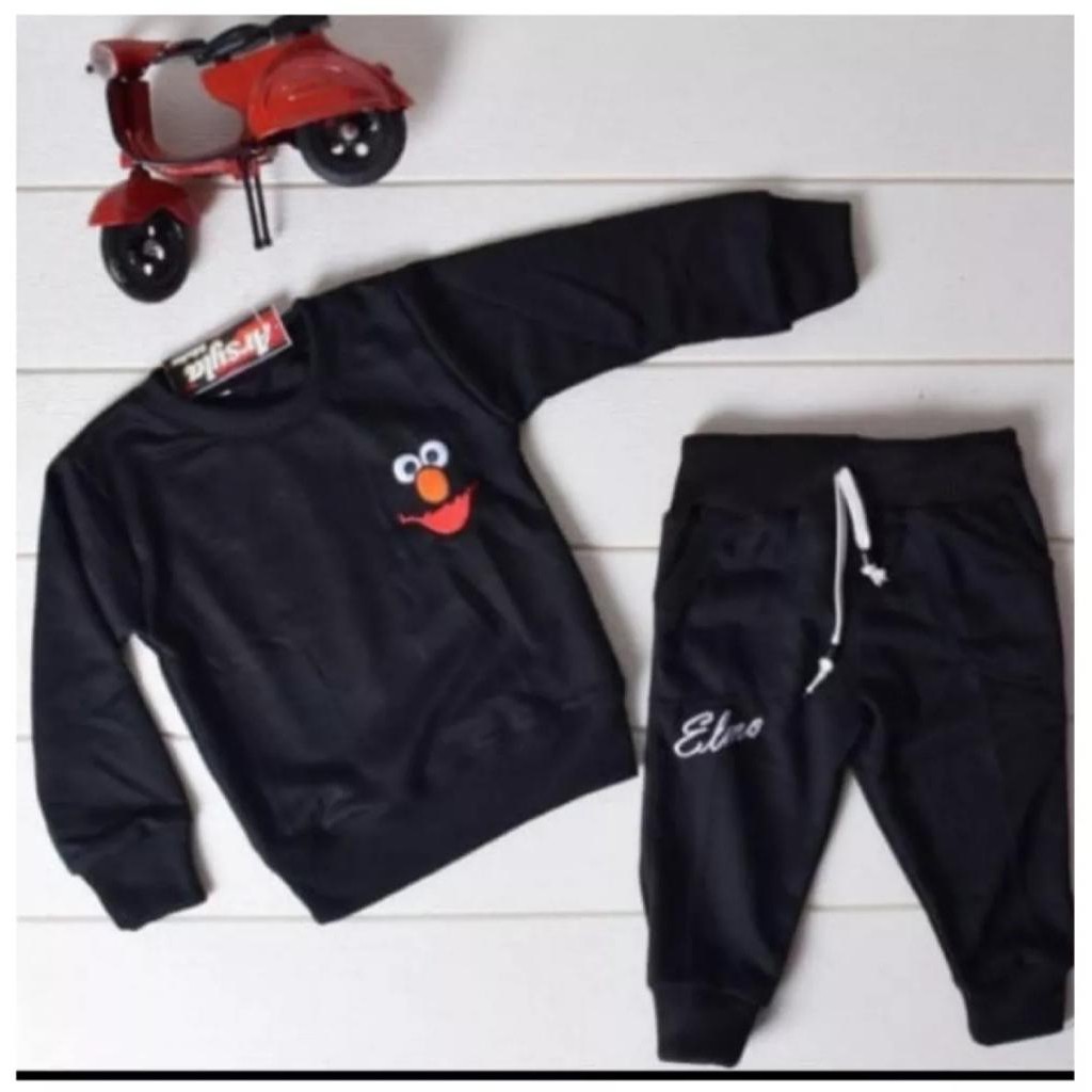 STELAN JOGER ANAK BORDIRAN ELMO / STELAN SWEATER BABYTERRY MOTIF ELMO 1 - 8 TAHUN