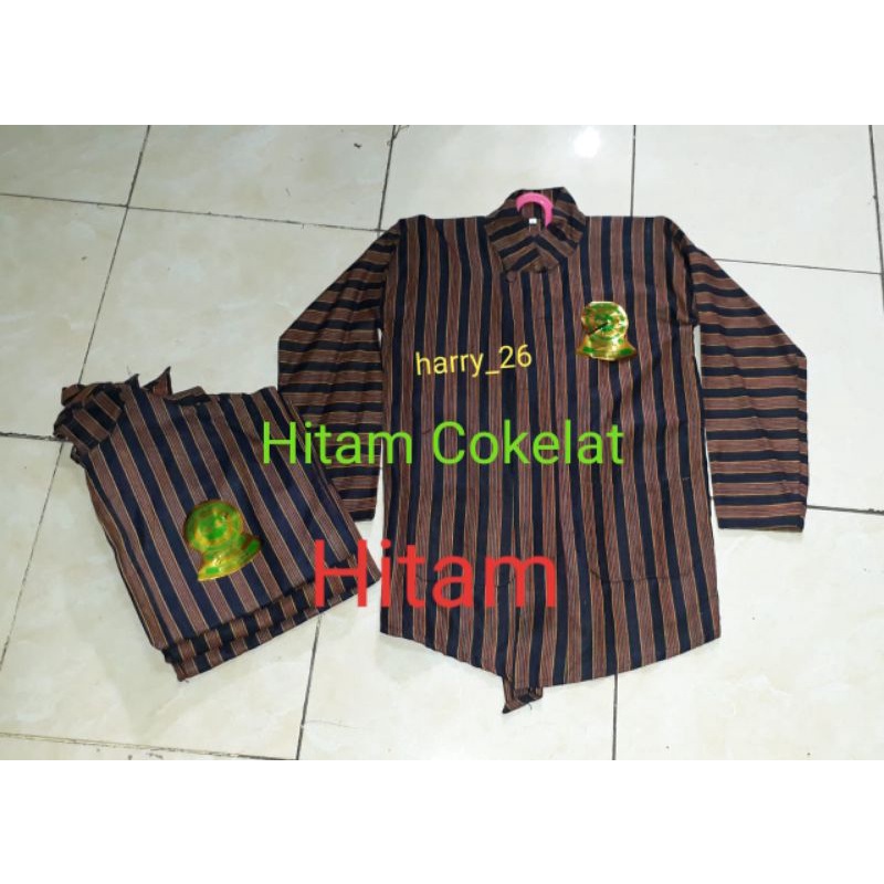 Surjan Lurik Adat Jawa / Beskap Lurik Hitam Cokelat