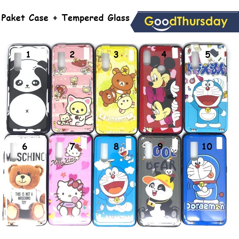 Case + Tempered Glass Xiaomi Redmi 7 7a Note 6 Pro Note 7 Motif