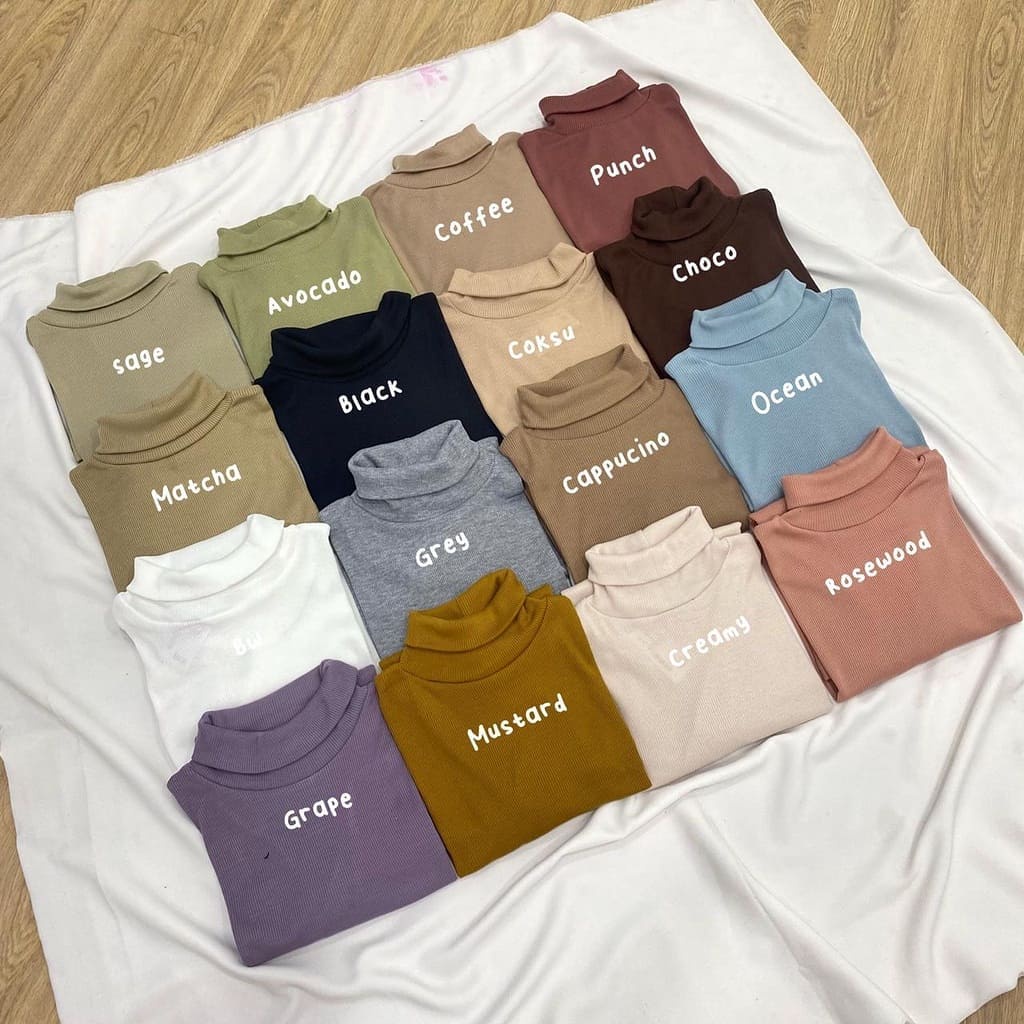 Kaos Turtleneck Wanita Lengan Panjang Turtle neck Korean Style Leher Tinggi / Atasan Kerah Tinggi Turtle Cewek