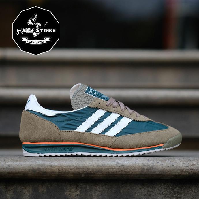 SEPATU SNEAKERS PRIA ADIDAS SL72 ORIGINAL IN RAW GREEN WHITE ORANGE FDF654654E