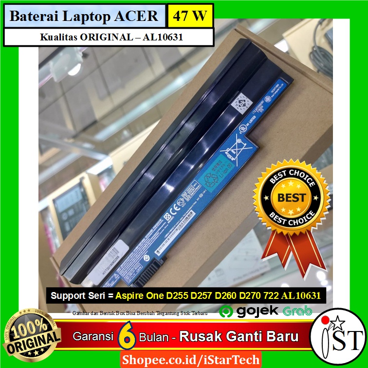 Baterai NoteBook Acer Aspire One Happy 2 D255 TEBAL - Hitam