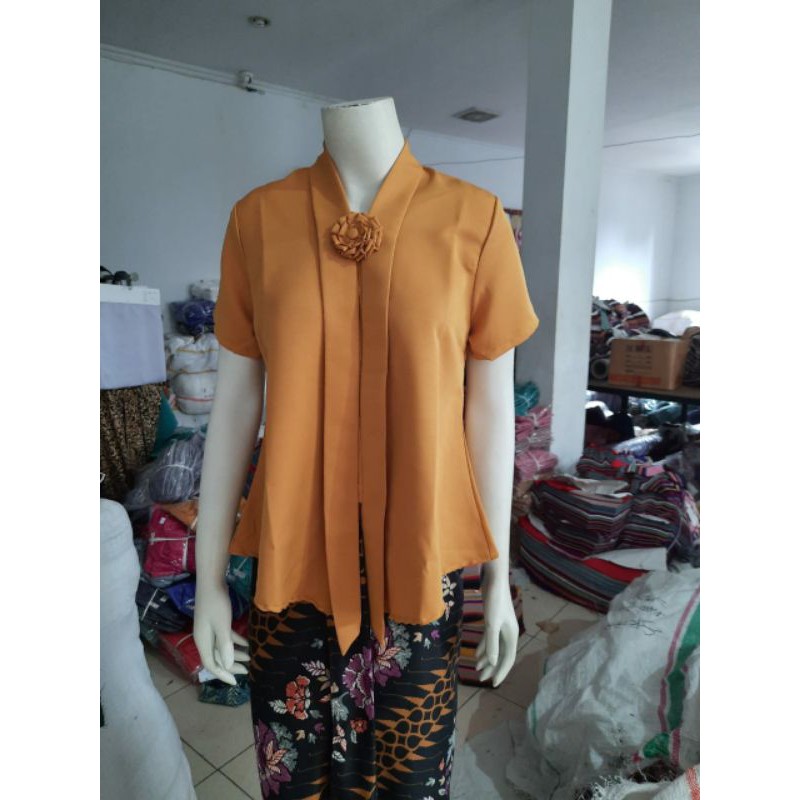 (Pd92/100) Kebaya Floy kutubaru kartini encim PENDEK BALOTELI busui KeroncongBusana (PDK)-Kuning Kunyit