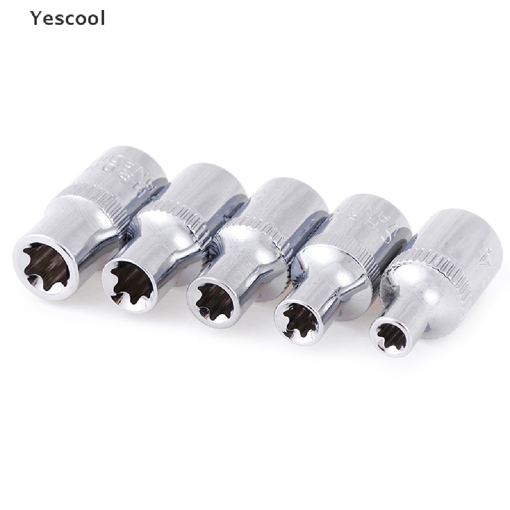 Yescool 5pcs / set socket Mata Bor torx star bit female e 1 / 4 &quot;