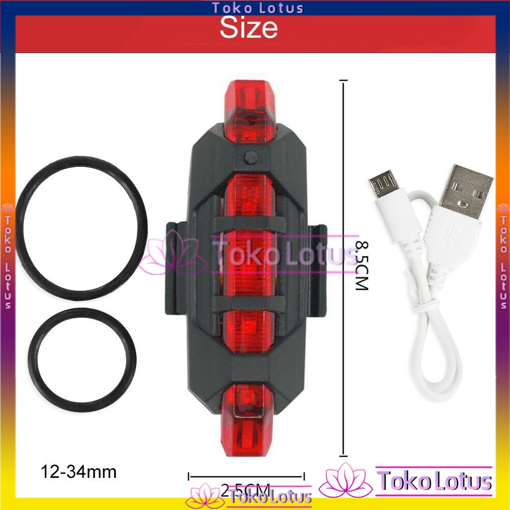 【BISA COD】Lampu Belakang Sepeda LED USB Rechargeable Anti Air untuk Peringatan Bonus Kabel cash