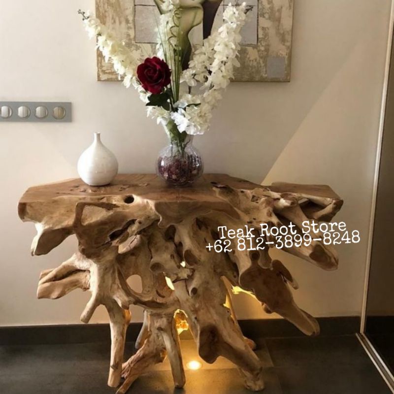 Meja Dinding Akar Kayu Jati