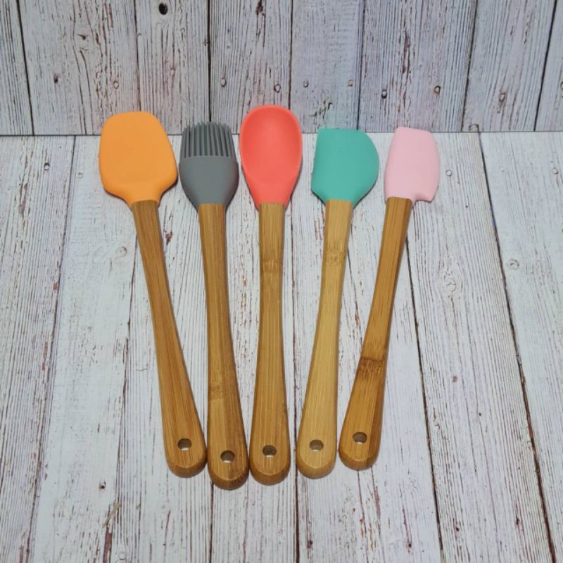 5 mini utensil color set spatula silicon gg KY 21 cm tahan panas lentur