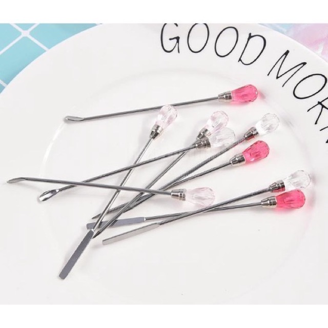 Stainless spatula mixing stirring color stick makeup stik mixing color nail art