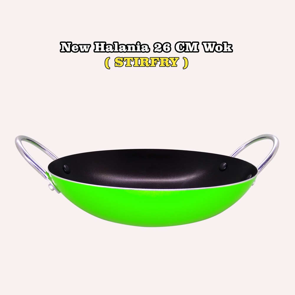 FM - Wajan anti lengket Maxim New Halania Wok 26 cm – Hijau / penggorengan