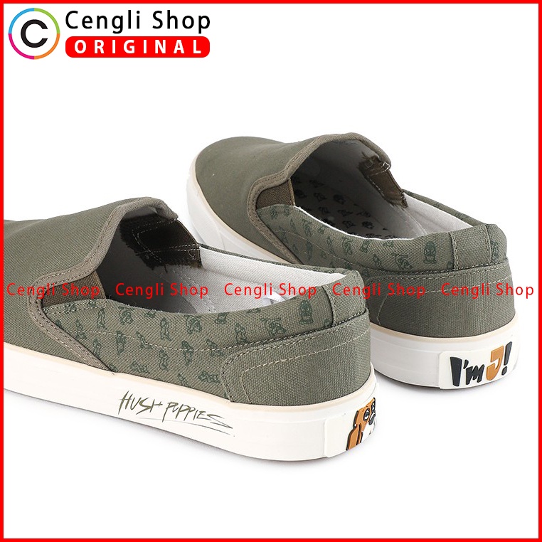 SEPATU SLIP ON PRIA HUSH PUPPIES ORIGINAL CASUAL BRANDED HIJAU HM008