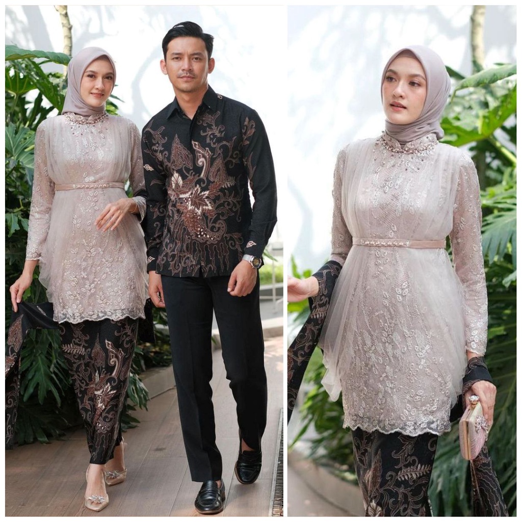 Baju Couple Batik Kebaya Brokat Modern, Batik Kebaya Lamaran Tunangan Baju Batik Wisuda, Simple Brid