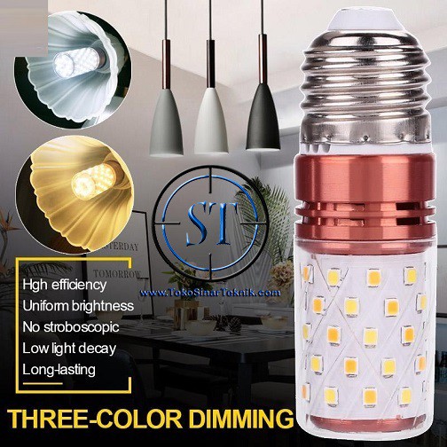 Lampu LED E27 12 Watt Jagung / Corn Bulb Light 3 in 1 ( 3 Warna ) SMD Fitting Bohlam Led Cahaya Putih Warm White