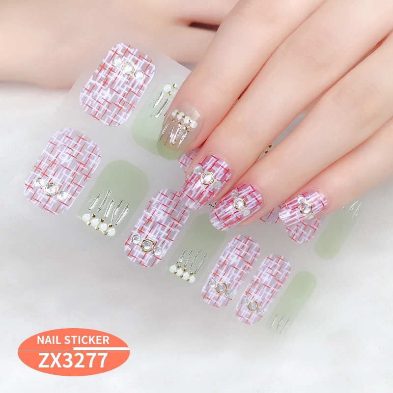 Stiker Kuku 3d Desain Berlian Mutiara Permata Warna Gradasi Laser Untuk Manicure Zx3277-3294