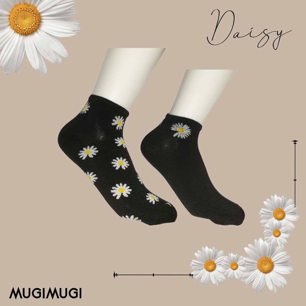 READY STOCK Kaos Kaki Daisy Impor / Kaos Kaki Motif Bunga / Flower Ankle Socks / Kaos Kaki Tumblr