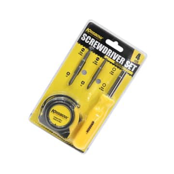 Set Obeng /Paket Obeng dan Meteran KRISBOW Screwdriver Set 4PCS LRSS4 Original