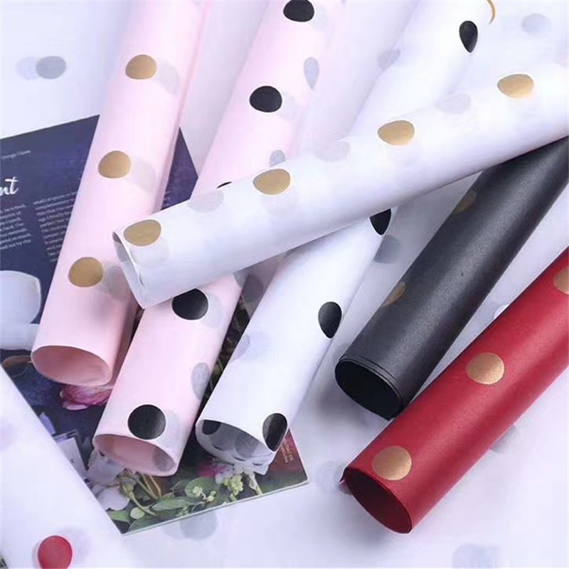 MoonLand FLOWER WRAPPING POLKADOT  KERTAS BUKET PEMBUNGKUS BUNGA WATERPROOF (KB04)