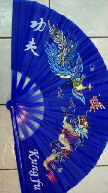 Kipas Dragon Phoenix KungFu Gagang Plastik Seri Warna