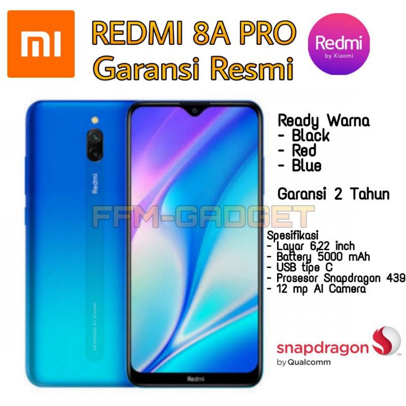 Xiaomi Redmi 8A Pro Garansi Resmi Ram 2/32 dan 3/32