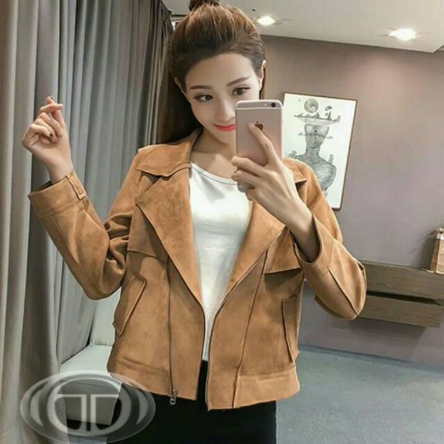 Jaket Suede Wanita Korea