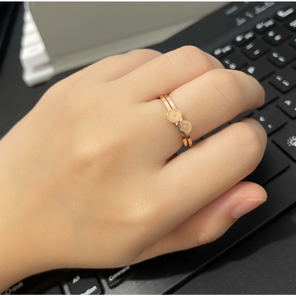 COD! cincin titanium wanita isi 2pcs simple anti karat import